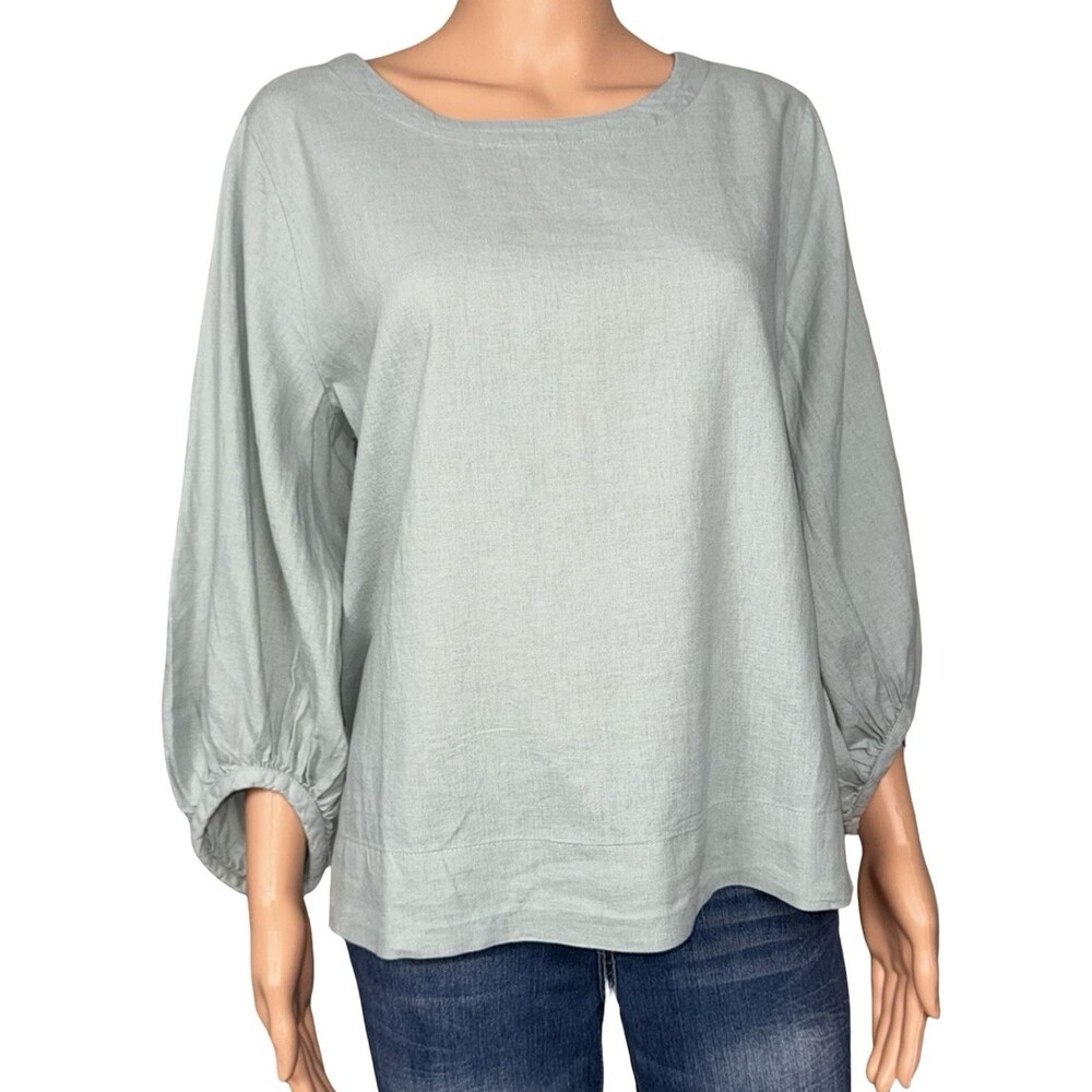 Matty M Womens Size Large Blouse Top Linen Sage Green New